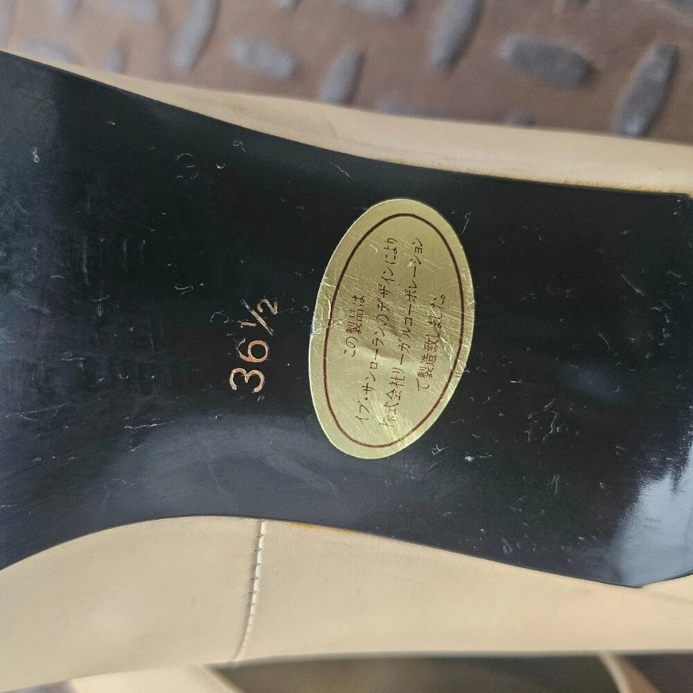 Vintage Yves Saint Laurent Women Heel Sandal Beige Leather Upper Shoes Size 36.5 - Picture 10 of 12